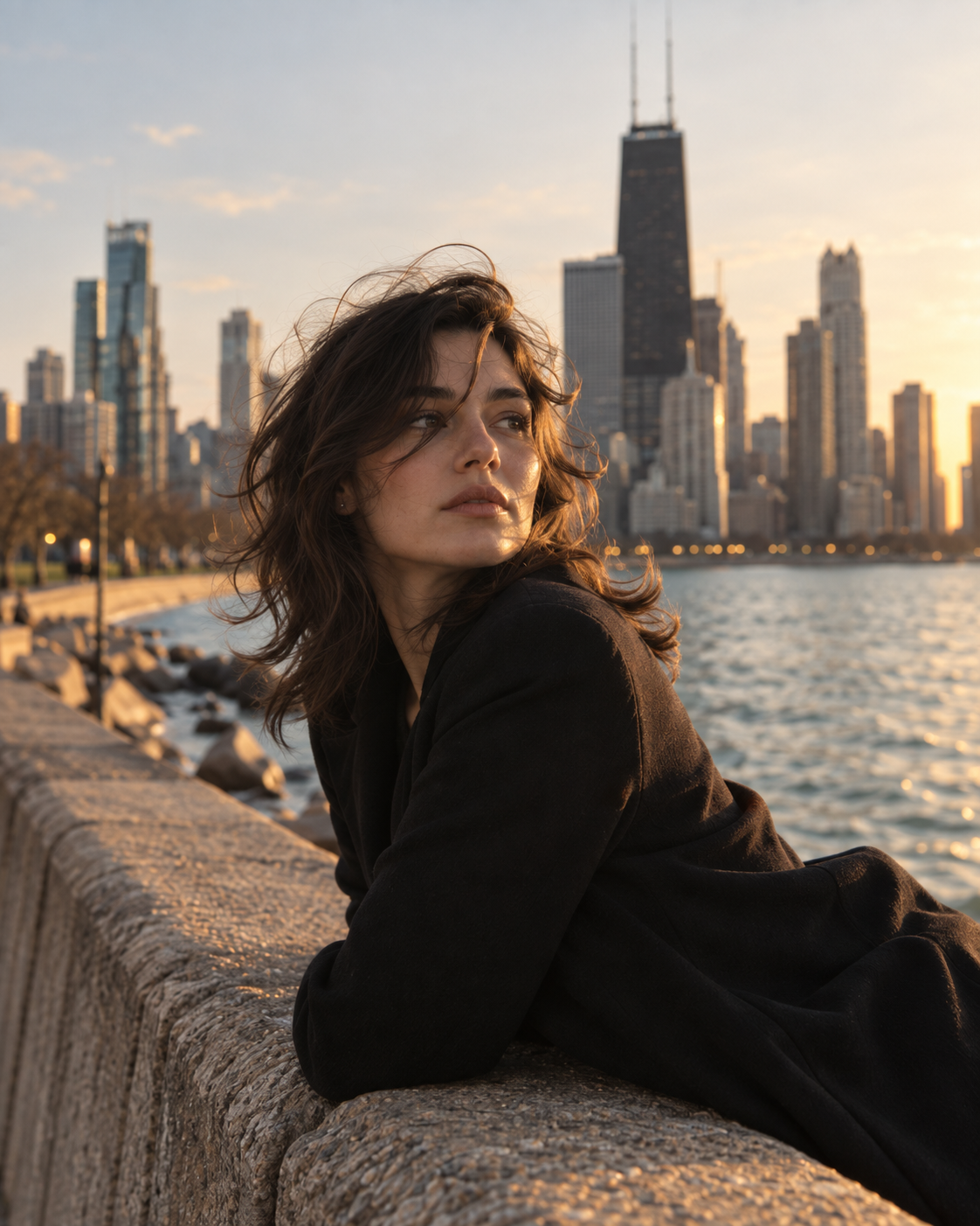 Portrait by the Chicago lakefront